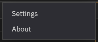 Titlebar hamburger (☰) menu — Settings, About